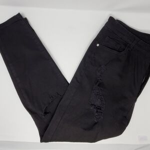 BOOHOO- Distressed Black Jeans- Women-Size 14